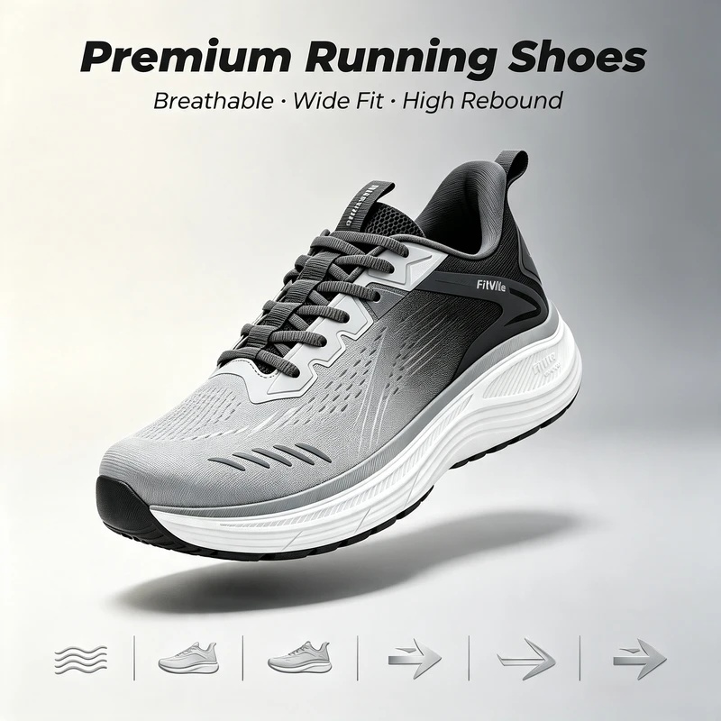 Fitville Men's Sports Sneakers - огляд і ціна Wide Toe Box Running Sneakers