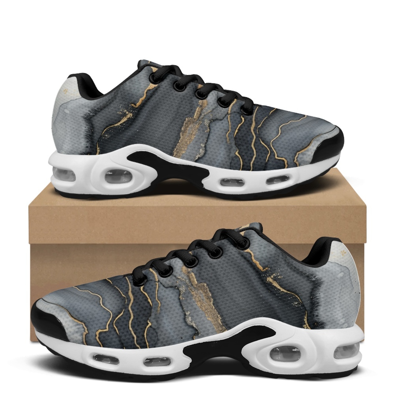 PENSTROLL Black Gold Marble Ai - огляд і ціна Air Cushion Jogger Shoes Men