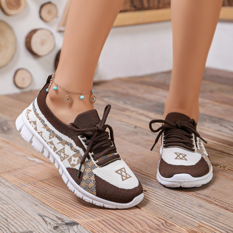 Spring and Autumn New Mesh Kni - огляд і ціна Knit Fabric Lace Up Sneakers