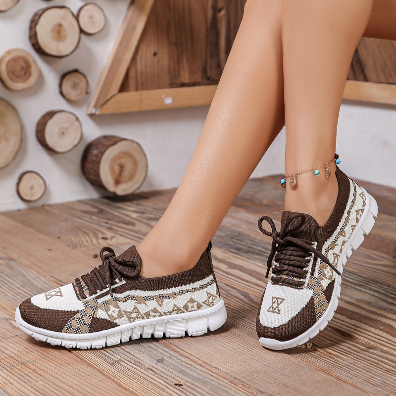 Spring and Autumn New Mesh Kni - огляд і ціна Knit Fabric Lace Up Sneakers
