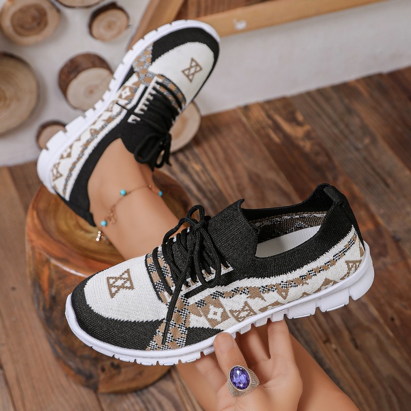 Spring and Autumn New Mesh Kni - огляд і ціна Knit Fabric Lace Up Sneakers